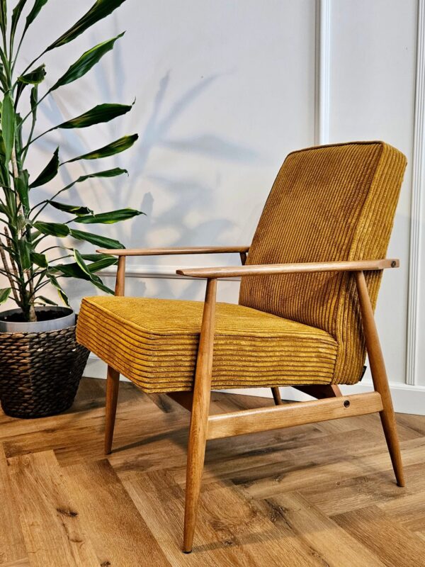 Mid-Century Sessel „Cordelia“ – Senfgelbes Cord­velours & Eichenholz – Bild 2